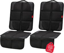 2-Pc XL Car Seat Protector   Waterproof, Thick Padding, 2 Storage Pockets, Black
