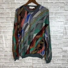 St. Croix Knits Vintage USA Made Colorful Cosby Style Crew Neck Sweater MEDIUM