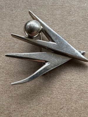 Sterling Silver 950 japan Brooch Signed Janiye Mid Century Modern Miye Matsukata