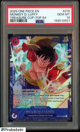 2025 ONE PIECE EN MONKEY D. LUFFY TREASURE CUP - TOP 64 #015 PSA 10 GEM MINT