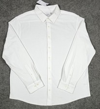 Men's Dress Shirt XL White Long Sleeve Pique Knit Goodfellow Standard 52" Chest