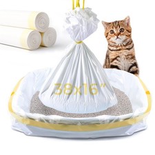 Cat Litter Box Liners, 30 Count Jumbo Extra Durable Large Drawstring Kitty Li...
