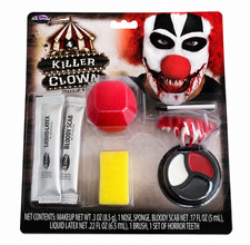 Killer Clown Makeup Kit Fun World Red Nose Horror Teeth Liquid Latex Fake Blood