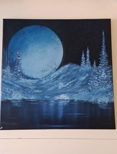 "Fantasy In Blue " 40x40cm Oil On  Canvas Unframed Signed By Artist