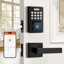 Keyless Entry Door Lock with Handle, Smart Locks for Front Door, Black Keypad