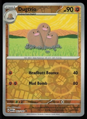 Dugtrio 051/165 Uncommon 151 Pokemon Reverse Holo Near Mint