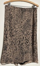 Fairygoth Chiffon Skirt Women  s Large Brown Black Abstract Print Pull On Boho