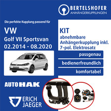 Für VW Golf VII Sportsvan Typ AM1 02.2014-08.2020 AHK abn. +7pol spez E-Satz PKW