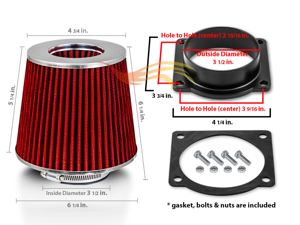01-07 Escape 3.0L V6 Air Intake MAF Adapter +RED Filter