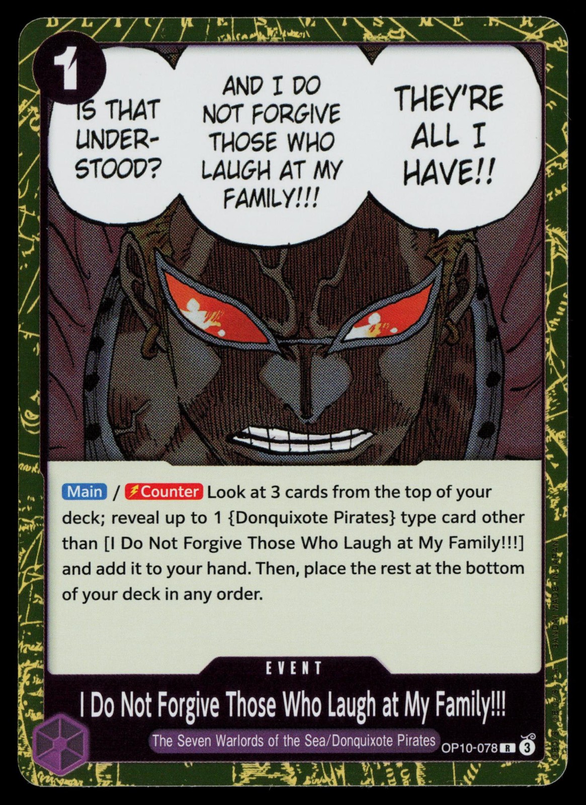 I Do Not Forgive Those Who Laugh at My Family! OP10-078 Royal Blood One Piece NM