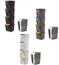Recycling Sorting Bins with Lid Grey Black White Large Stackable