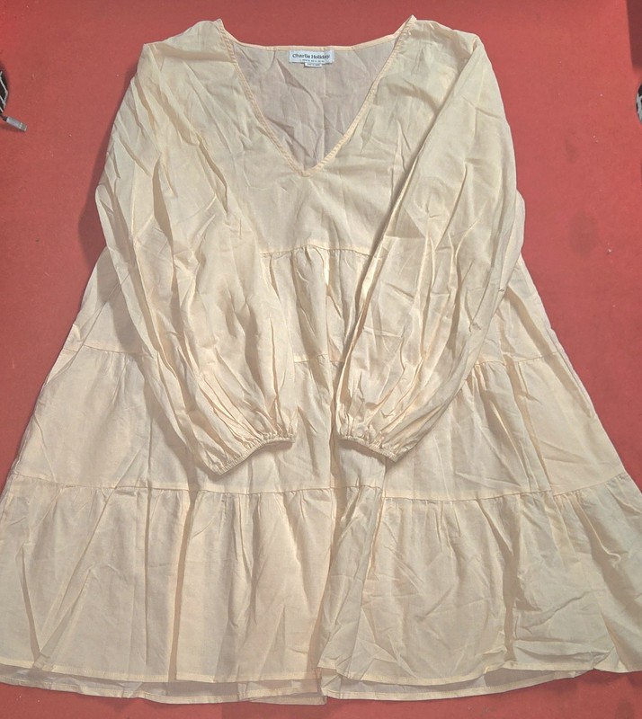 🌟 Charlie Holiday Womens Coastal Boho V-neck Blouse Size 8 Ivory Cream Cotton