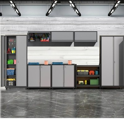 8 Pcs Garage Cabinet System Garage Workshop Storage Set Rolling Tool Boxes BG