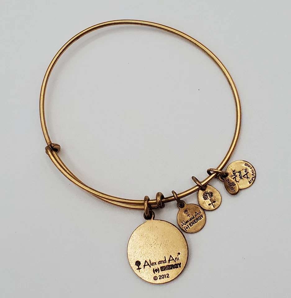 Brazalete Ajustable Alex and Ani Hija Tono Dorado Dijes Margarita 2012 Foto 2 de 4