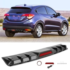 Carbon Rear Bumper Spoiler Diffuser Trim w/ Brake Light For Honda HR-V 2016-2025