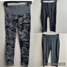 Women  s Leggings bundle of 3 pairs M - camo, black, gray, cropped, full length