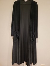 LuLaRoe Women's XL Black Velour Robe Jacket Coat. Long. Pockets. Made in USA.