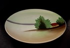 ANTIQUE 6" Meito China Dish! Hand-Painted Pine Trees & Farm House Made In JAPAN — photo 3
