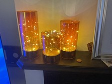 Home Reflections Set of 3 Pre-Lit Cylinders Amber.