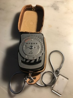 Vintage ARGUS L3 Light Meter, w/Leather case, With Kodak camera