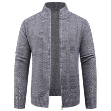 New Autumn Winter Knitting Sweater Cardigans Men Stand Collar Zipper Knit Sweate