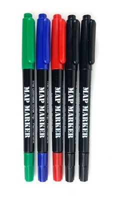 Lifefficient Products Map Markers - Dual Tip, 1 Count (Pack of 5), Assorted 