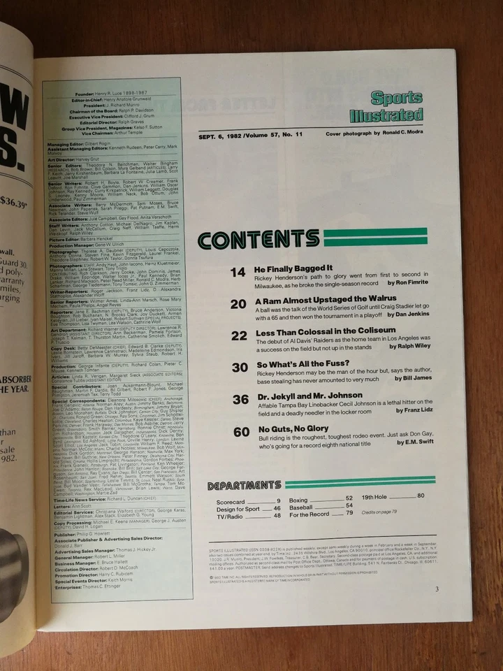 Sports Illustrated September 6 1982 Rickey Henderson Oakland A's First Cover RC - Image 2 of 2