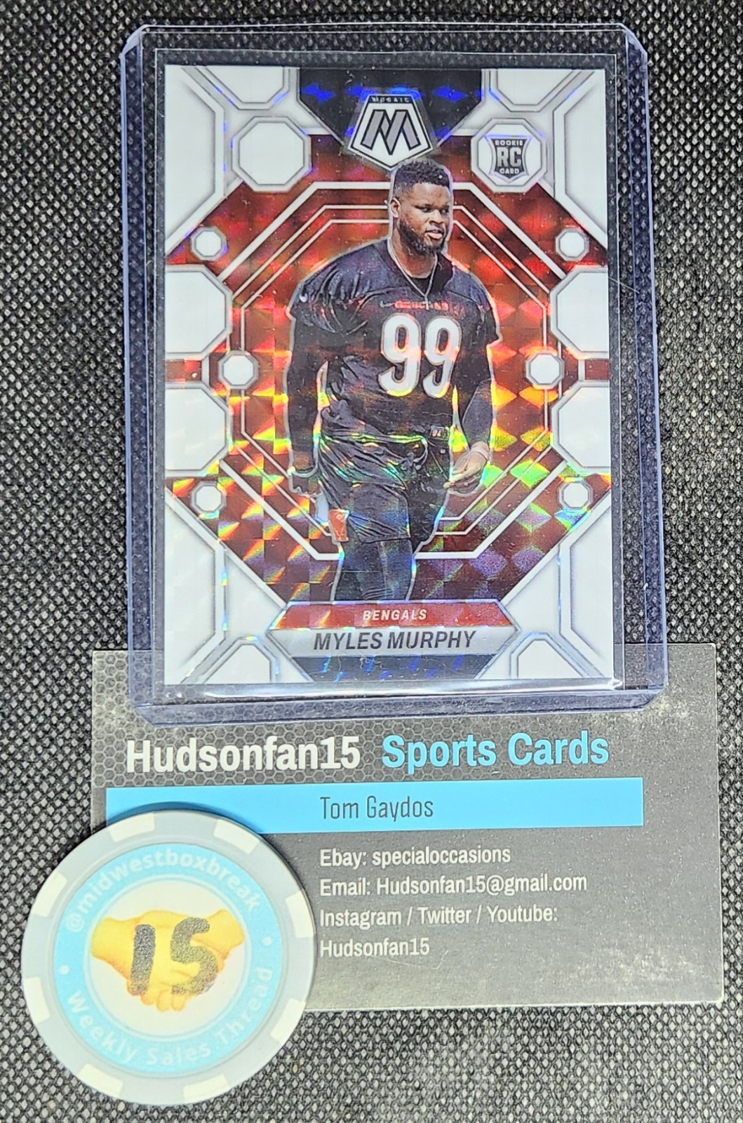 Myles Murphy 2023 Panini Mosaic #351 Rookie White Prizm 1/25 Cincinnati Bengals