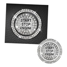 Bling Car Push Start Button Sticker, Sparkling Rhinestones Fully Protect White