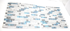 Midcard 2 Sheet Blue Glass w/ Grey Stones  Grey Marble Tile 12" x 12.3" x 6mm.