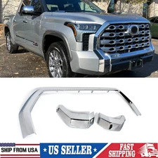 For 2022 2023 2024 Toyota Tundra Chrome Front Bumper Grille Grill Molding Trim