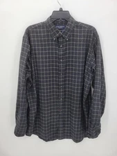 Daniel Cremieux Collection Shirt Mens Large Black Plaid Cotton Button Up Preppy