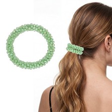 Rhinestone Hair Scrunchies Crystal Ties Elastic Ponytail Holders Gel Green