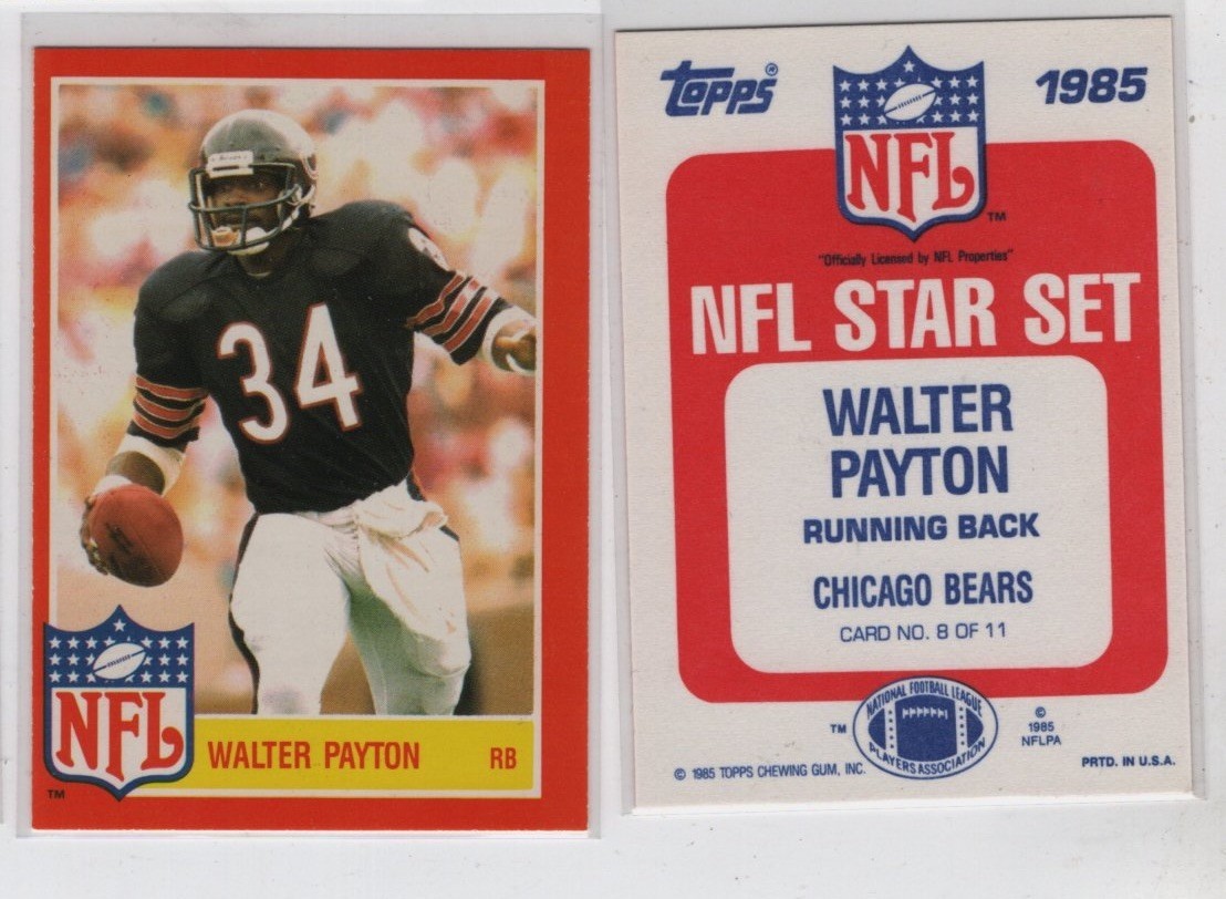 1985 TOPPS NFL STAR INSERT WALTER PAYTON FOOTBALL CARD~FREE S&H