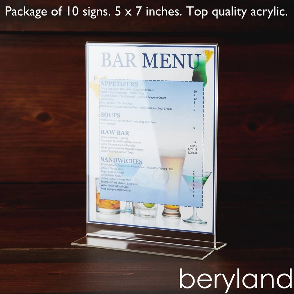 Soporte para letreros de acrílico 5x7 paquete de 10, soporte de papel, marco transparente vertical, doble si... Foto 4 de 4