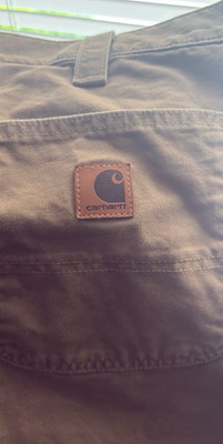 Carhartt Original Fit Beige Canvas Cotton Cargo Shorts Flat Front Zip Pockets