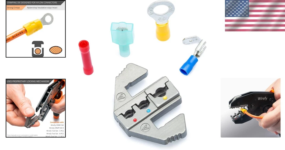 Набор модульных обжимных штампов для изолированных соединителей 22-10 AWG - прочная инструментальная сталь - Изображение 2 из 4