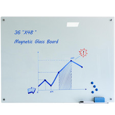 Jyypwb Magnetic Glass Whiteboard Eraser 48 X 36 Frameless Tempered Glass Dry