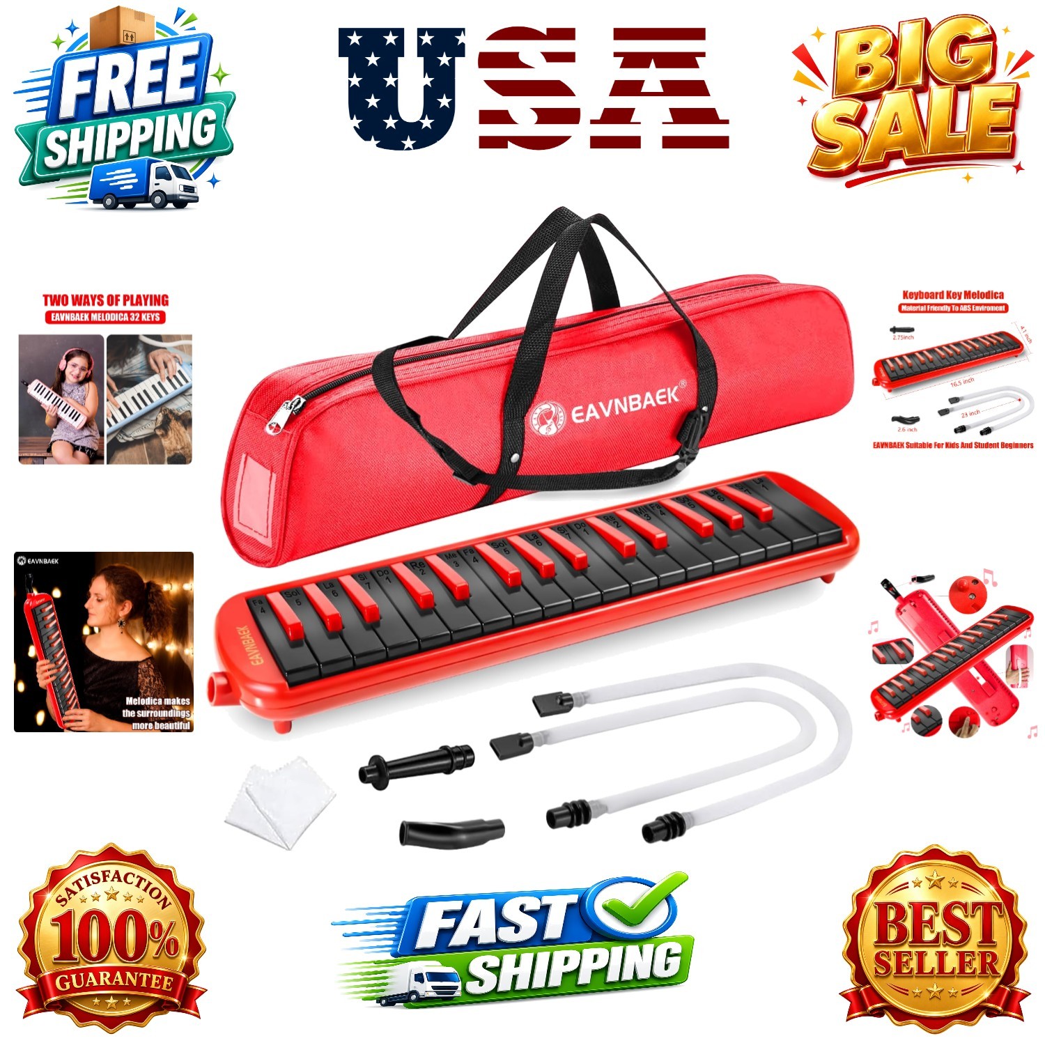 32 Tasti Strumento Melodica, Soprano Melodica Air Pianoforte Tastiera Pianica con...