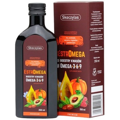Skoczylas Estromega, Bioester von Omega 3-6-9 Premium-Säuren, Himbeere, 250 ml