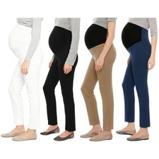 Womens Over The Belly Maternity Work Pants Office Business Straight Leg Trousers