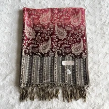 Vintage Pashmina Scarf Wrap Shawl Womens Pink Silk Paisley Whimsygoth Rave NWT