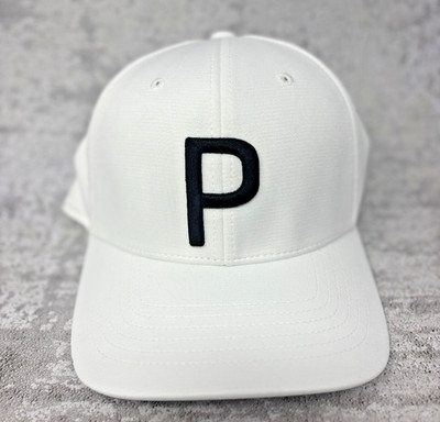 NWT Puma Golf P Tour Exclusive 110 Flexfit Cap White OSFA Snapback Hat