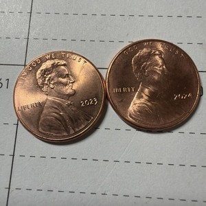 2023 P - 2024 P - LINCOLN CENTS / ( 2 COINS ) / GREASE ERROR / NO L / CHEAP / 6