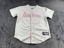 Majestic Mariners Ichiro #51 Baseball Trikot Damen S wei&szlig; pink MLB