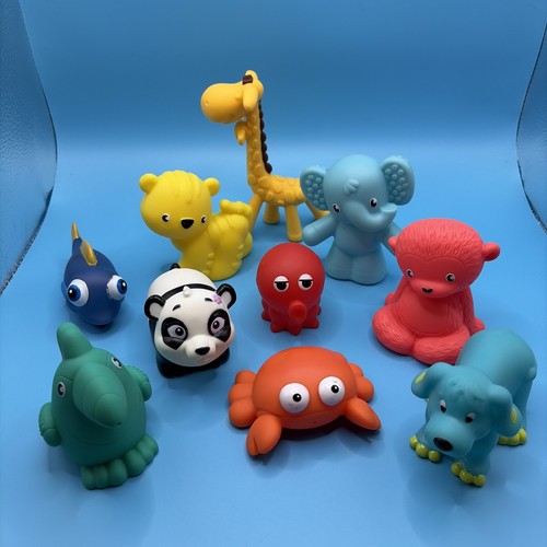 Infant Toddler Animal Toy Lot Rubber Squeeze Bath Toys Panda Giraffe Elephant
