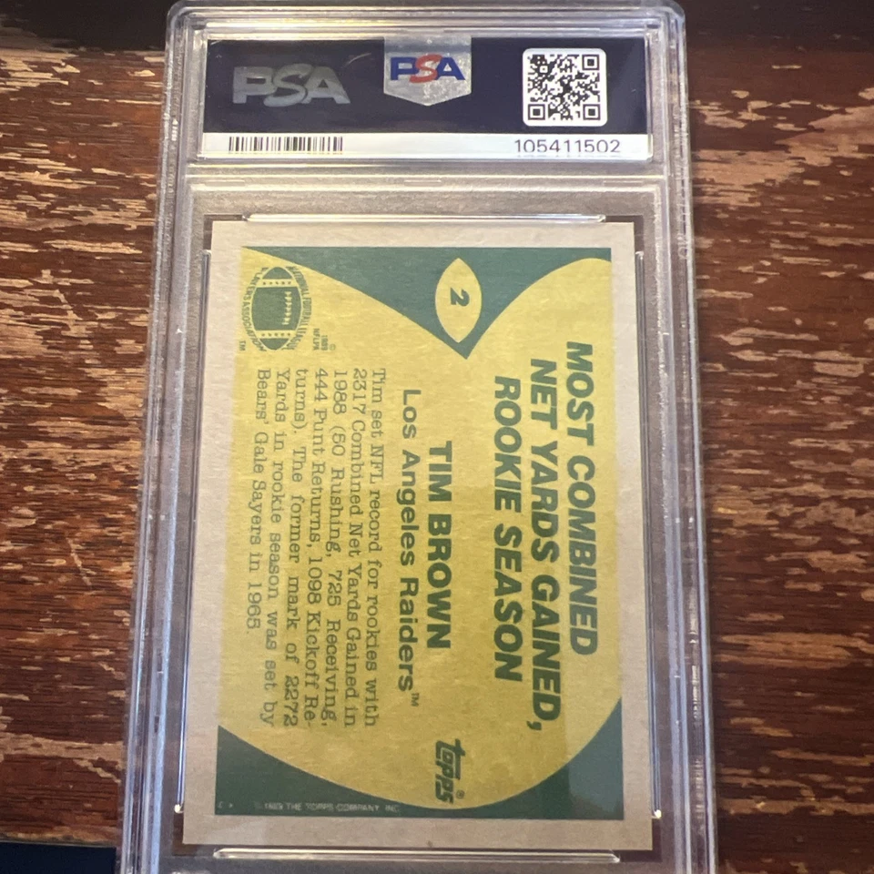 1989 Topps - Record Breaker Tim Brown #2 (RC) - Image 2 of 2