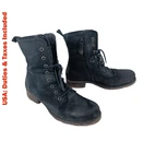 A.S.98 AirStep Womens Black Suede Lace Up Boho Biker Boots Size EU 40