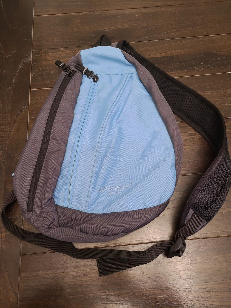 EDDIE BAUER Sling Crossbody Hiking Shoulder Bag Stowaway Grey Blue
