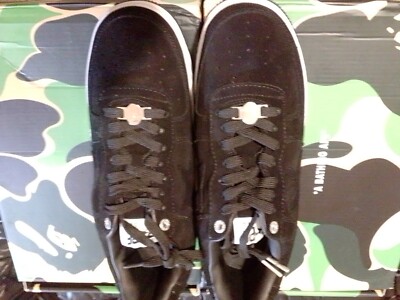 New Authentic Genuine Black Suede Leather Bapes With Extra White Laces Size 9.5 